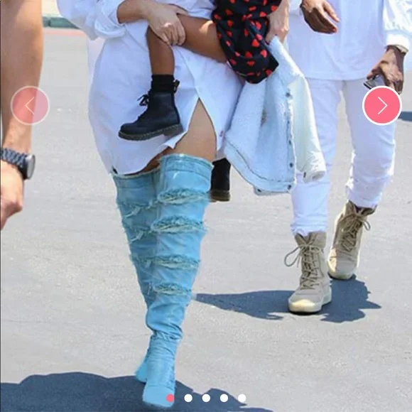 Stylish Denim Heeled Boots - Picture 6 of 7